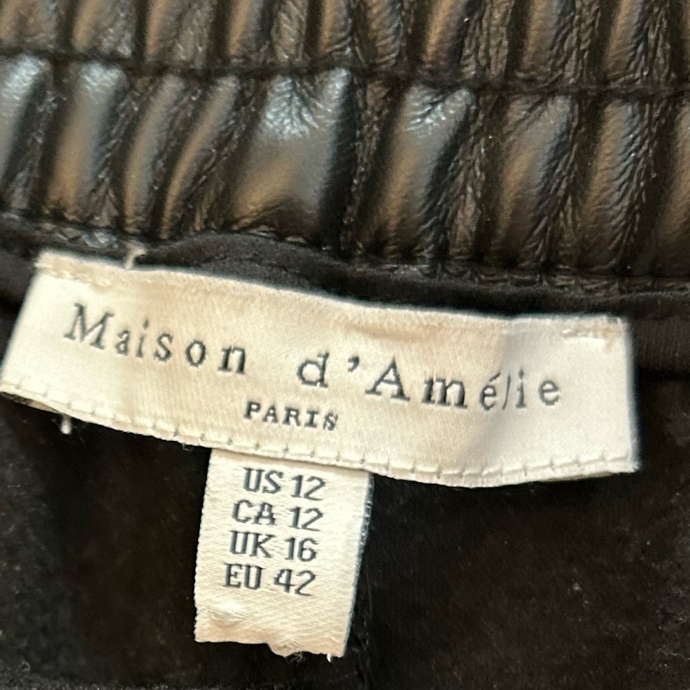 Womens Maison d’Amelie Black Faux Leather Joggers Size 12 Bikercore - Picture 10 of 13